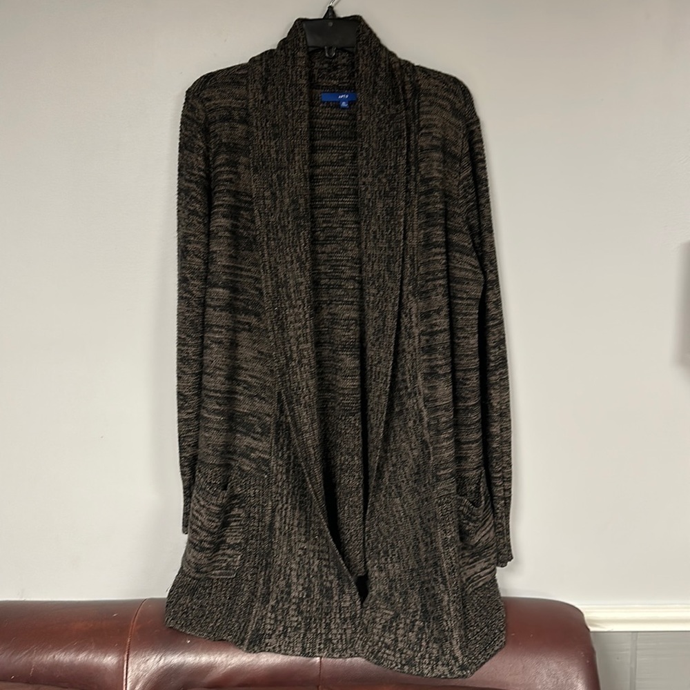 Apt. 9 Size XL Open front Longer Length Cardigan Sweater,  Long sleeve, browns